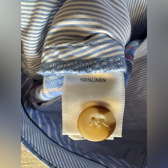 Peter Millar Seaside Madras blue plaid 100% linen shorts men’s 34 - Picture 4 of 4